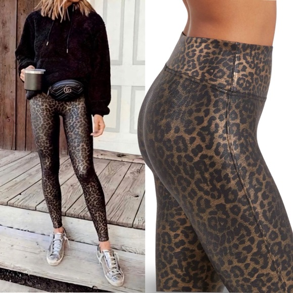 SPANX Luxe Faux Leather Leggings | Leopard Shine | Limited Edition | Size M - Picture 14 of 15